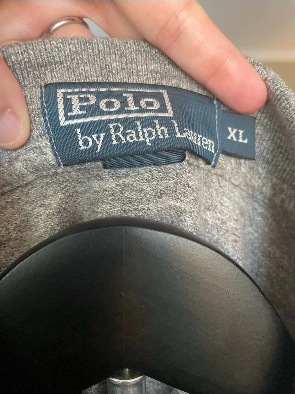 Ralph Lauren Heather Gray Long-Sleeve Polo with Green Pony, Men’s XL